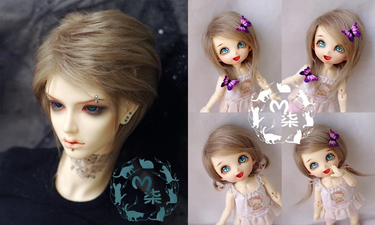 Bjd кукла парик 1/12 1/8 1/6 1/4 1/3 мех, цвет черный