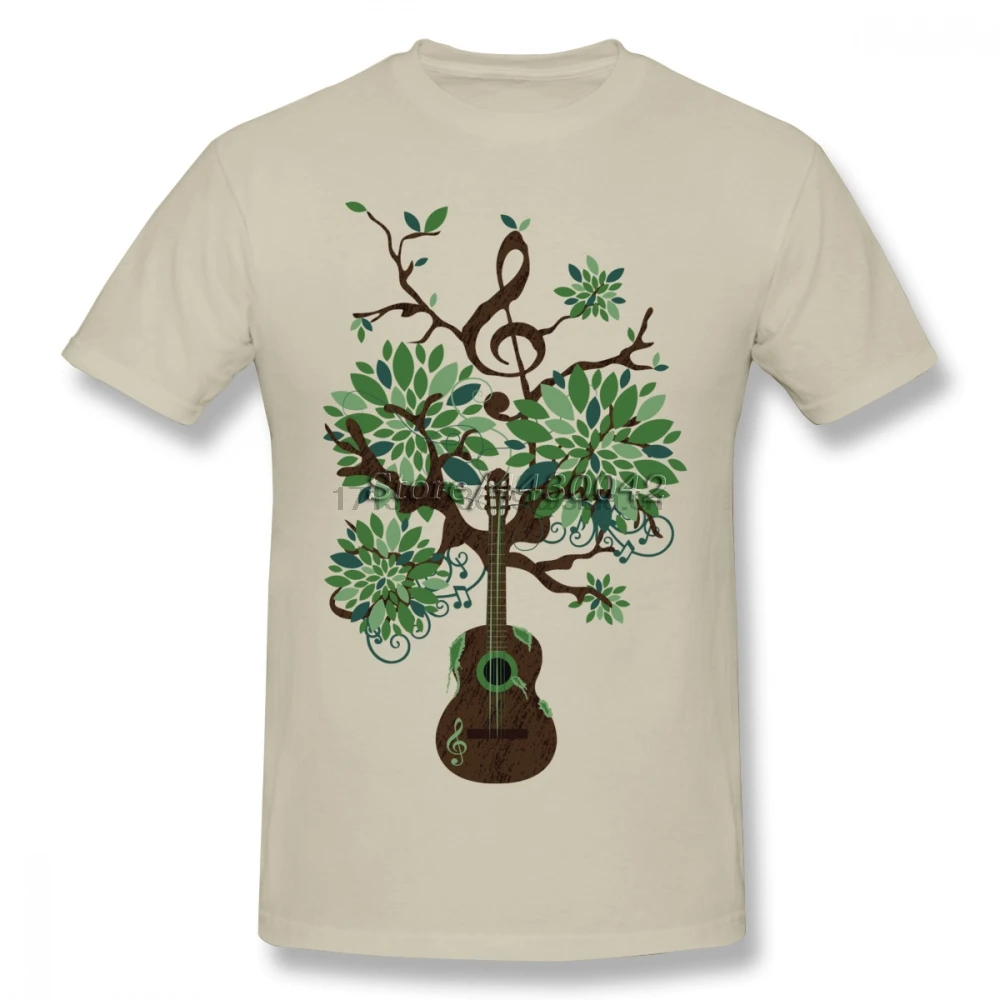 Музыка дерево гитары корень футболка для мужчин Прямая поставка Летняя