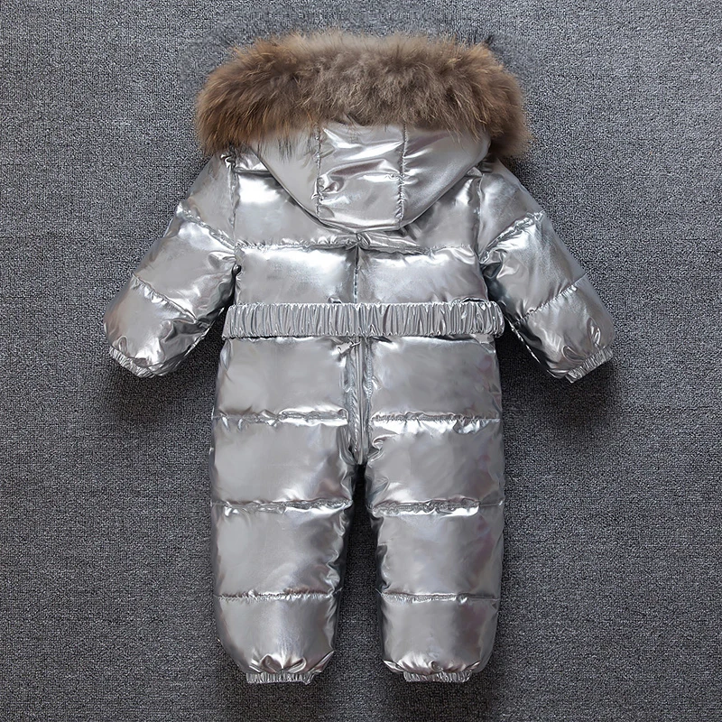 Модный детский комбинезон зимний с капюшоном на утином пуху Комбинезоны для