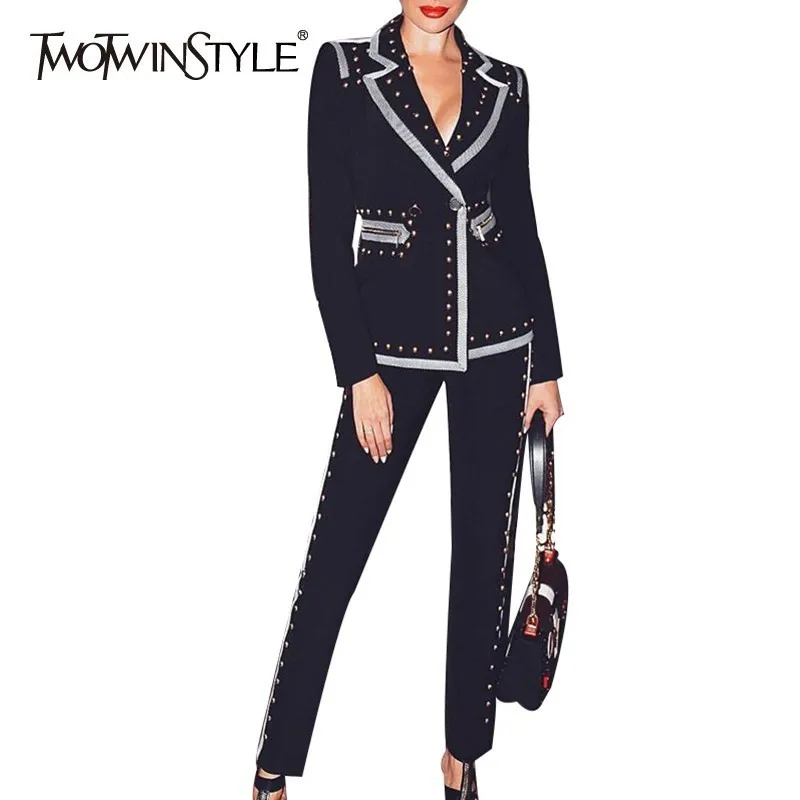 Женский блейзер TWOTWINSTYLE костюм из двух предметов с заклепками и длинным