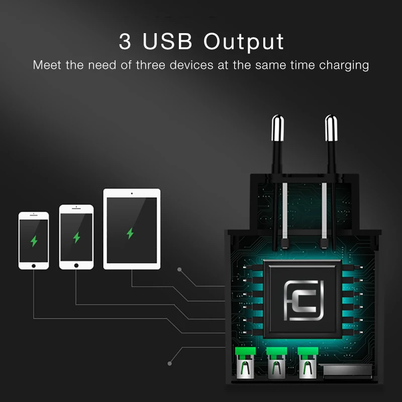 Cafele 3 порта USB зарядное устройство светодиодный дисплей ЕС США штекер Макс выход DC