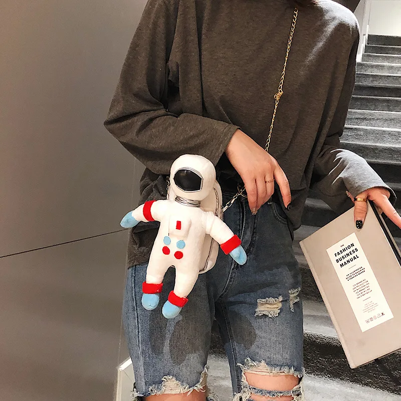 Новинка 2019 забавная плюшевая 3D-Сумка на молнии с астронавтом сумка через плечо