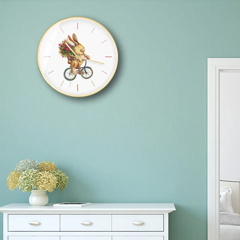 Small animal lovely wind fashion decoration wall clock extremely simple style light luxury silent metal paO39 | Дом и сад