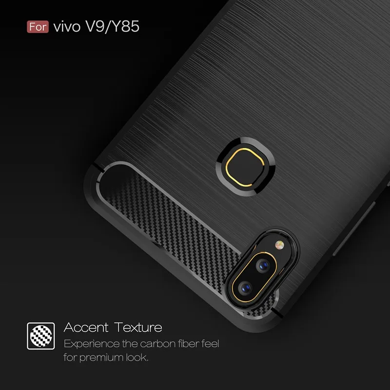 ДЛЯ vivo V9 крышка vivo Y85 случае углеродного волокна матовый ТПУ Силиконовая задняя принципиально ЧЕХОЛ ДЛЯ vivo Y85 vivo v 9 Coque 6," случаях