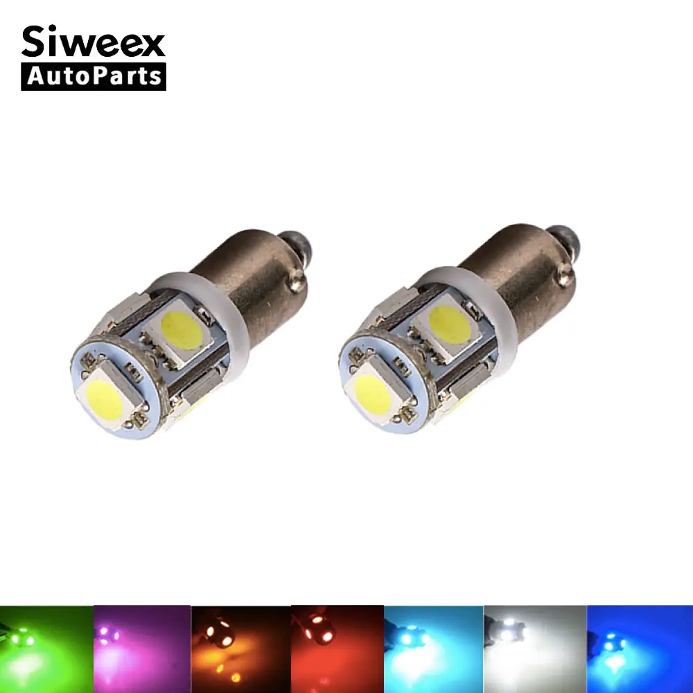 aliexpress.com - 2 PCS BA9S Car LED Bulbs T4W 5 SMD 5050 Interior Dashboard Dome Reading Door Lamps White DC 12V Automobiles License Plate Lights