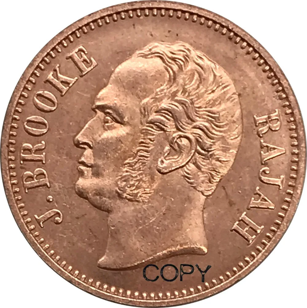 Malaysia Sarawak 1/2 Cent James Brooke Rajah 1863 Red Copper Metal Copy Coins | Дом и сад