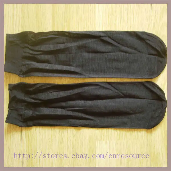 

10 Pair of Women Elastic Black short Silk Socks WAD12-black