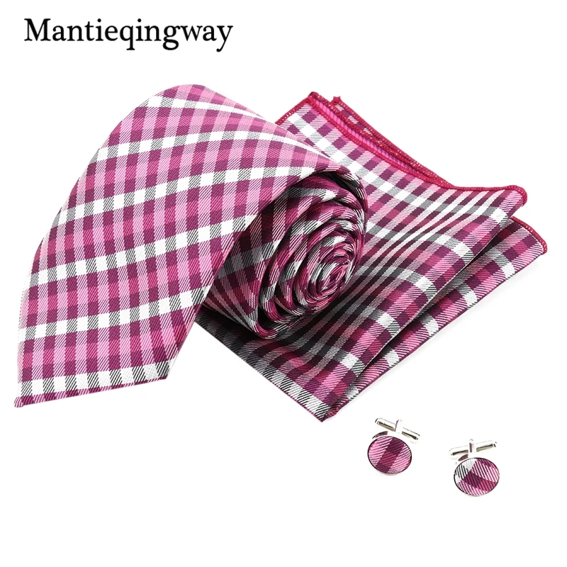Mantieqingway 2017 мужские клетчатые повседневные жаккардовые галстуки на шею Hanky