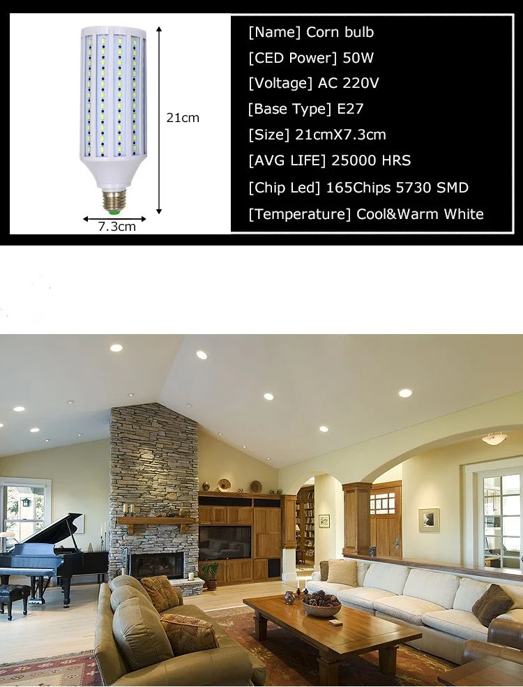E27 B22 E14 10 Вт/12 Вт/15 Вт/25 Вт/30 Вт/40 Вт/50 Вт 5730 SMD cree чип светодиодный кукурузный светильник 110 V/220 V AC светодиодный лампы белого цвета /теплая белая лампада