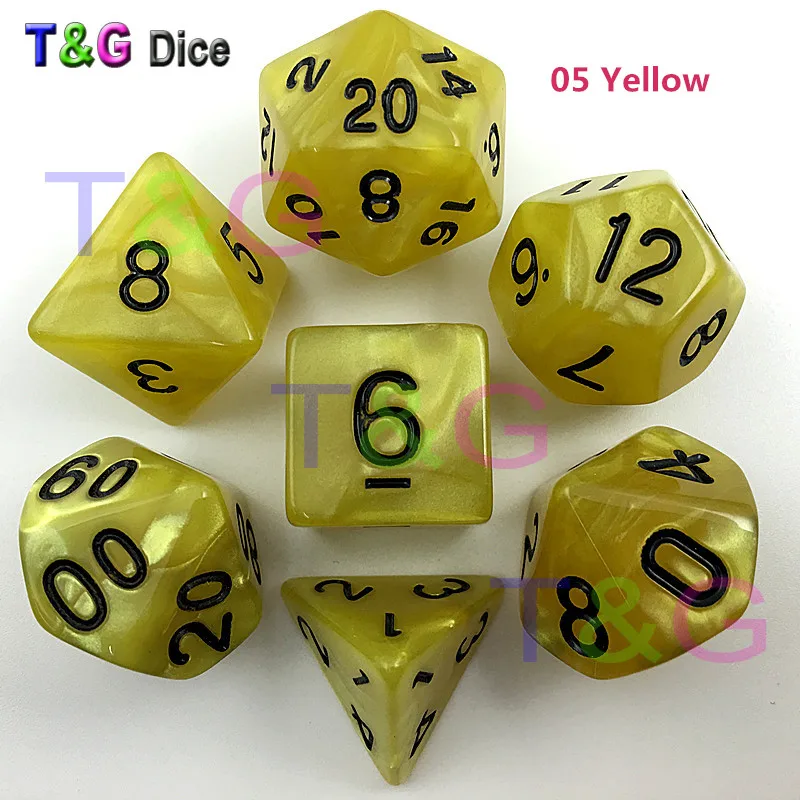 7 штук пакет Высокое качество мульти сторонний кости с перламутровым эффектом D4 6