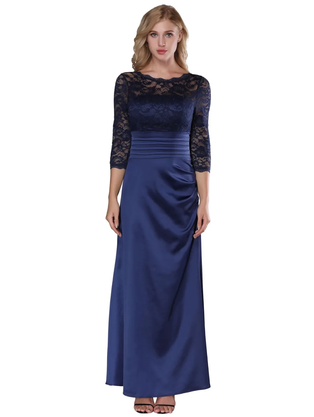 Vintage Lace Dresses - Retro Floral Dress Classy Long Gown For Women Slim Ruched Wedding Maxi | Женская одежда
