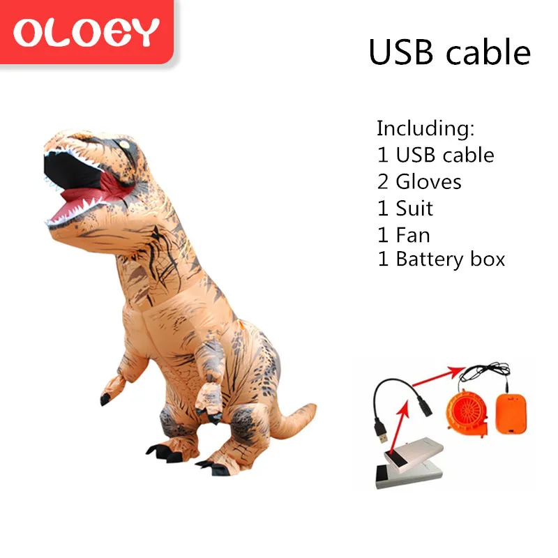 Rex001ABrown Надувной костюм Oloey для взрослых и детей, костюм динозавра T REX, карнавальный костюм с героями мультфильмов, нарядное платье, маскарадный костюм Пурим, комбинезон# TRex004 - Цвет: Rex001ABrown