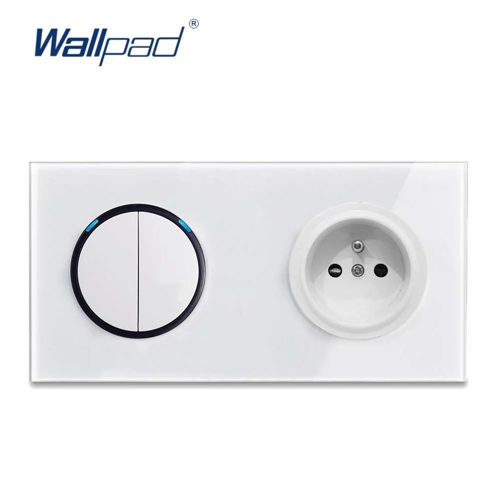 Настенный выключатель Wallpad L6 белая стеклянная панель со светодиодной подсветкой