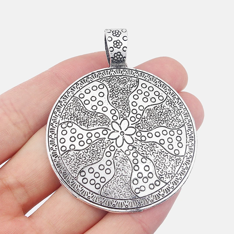 3 шт круглые подвески резной цветок лотоса древний символ кулон подходит