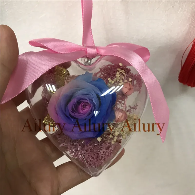 rainbow heart ball Консервированная Роза бал, 5 см акриловый вечный цветок шар брелок, автомобиль кулон небольшой подарок, вечная роза, индивидуальный подарок - Цвет: rainbow heart ball