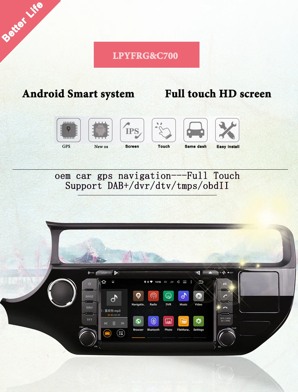 4G ram Android 9,0 автомобильный dvd gps плеер для Kia rio k3 в приборной панели радио видео плеер+ Aux 1024*600 разрешение