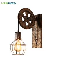 creative metal wall lamps industrial decor pulley dining room wall lights e27 retro living room bedroom wandlamp wall sconce