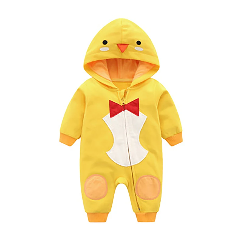Детский комбинезон с капюшоном и изображением животных Одежда для новорожденных