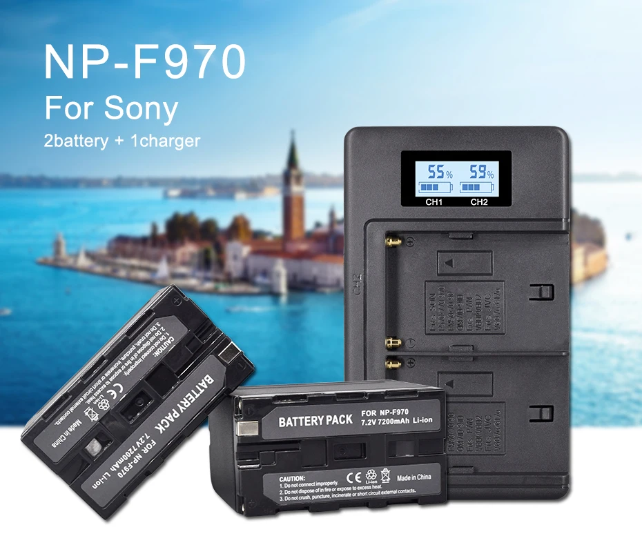 PALO 2 шт. 7200 мАч NP-F970 NPF970 аккумуляторная батарея+ ЖК-дисплей Dual USB смарт-зарядное устройство для SONY NP F930 F950 F960 F970 F770 F570