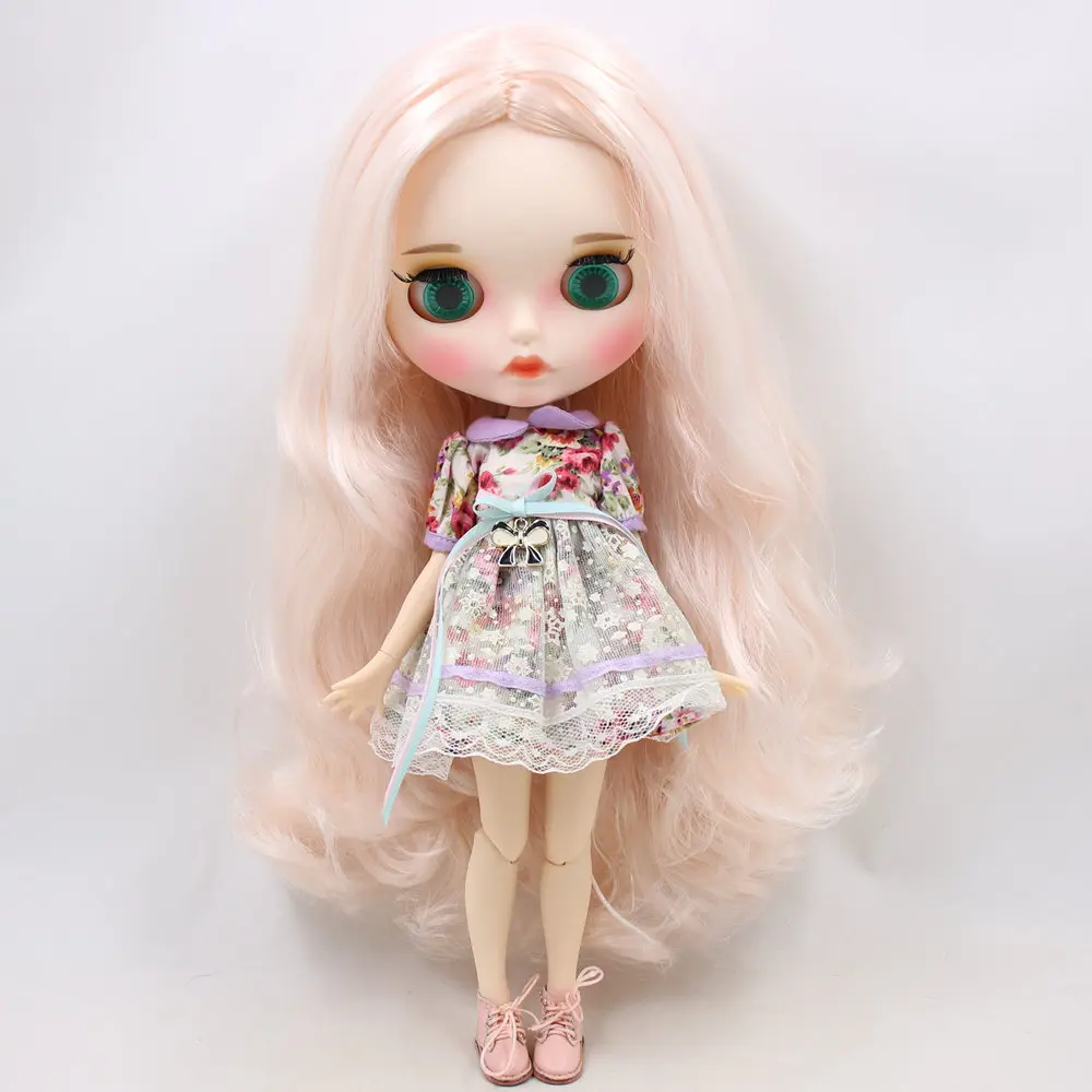 Кукла ICY DBS Blyth для No.BL136/2352 бледно розовые волосы резные губы матовое лицо с