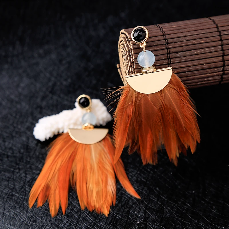 Женские серьги с натуральным пером мягкие элегантные летние новинка модные