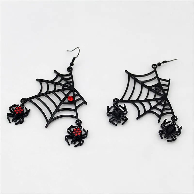 Black Charm Necklace Earring Jewelry Set Women Retro Halloween Spider Web Statement Chokers Ladies Accessories | Украшения и
