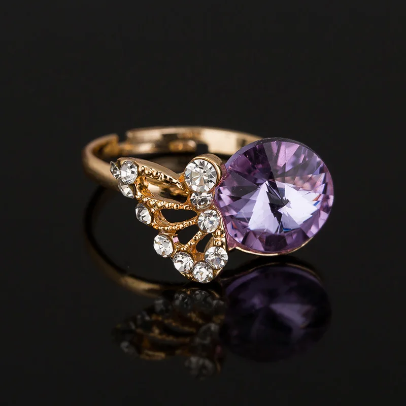 Великолепное кольцо золотого цвета синтетический кристалл кольца для женщин и