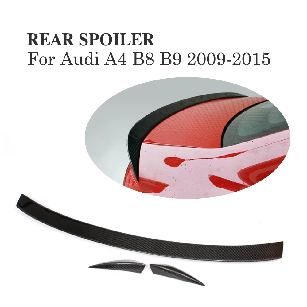 3 шт./компл. углеродного волокна задний багажник спойлер для Audi A4 B8 B9 2009 2015 Отделка