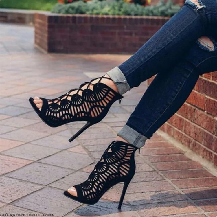 

XingDeng Peep Toe Summer Women Lace Up Bandage Design Gladiator High Heels Sandal Shoes Ladies Party Sexy Thin Heels Dress Shoes