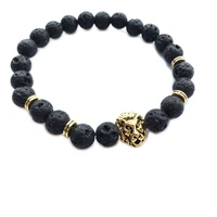 diy jewelry bracelet foreign trade supply europe and america natural stone beads bracelet volcanic stone lion head yoga bracelet