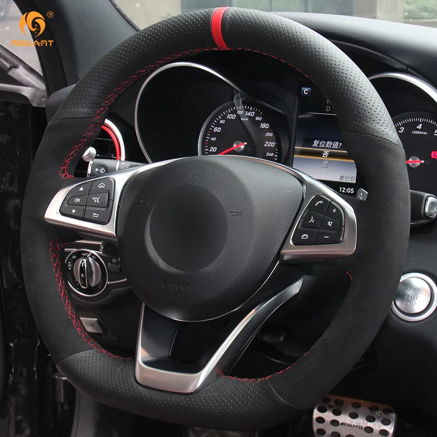 MEWANT черная замшевая накладка на руль из натуральной кожи для Mercedes Benz C200 C250 C300 B250