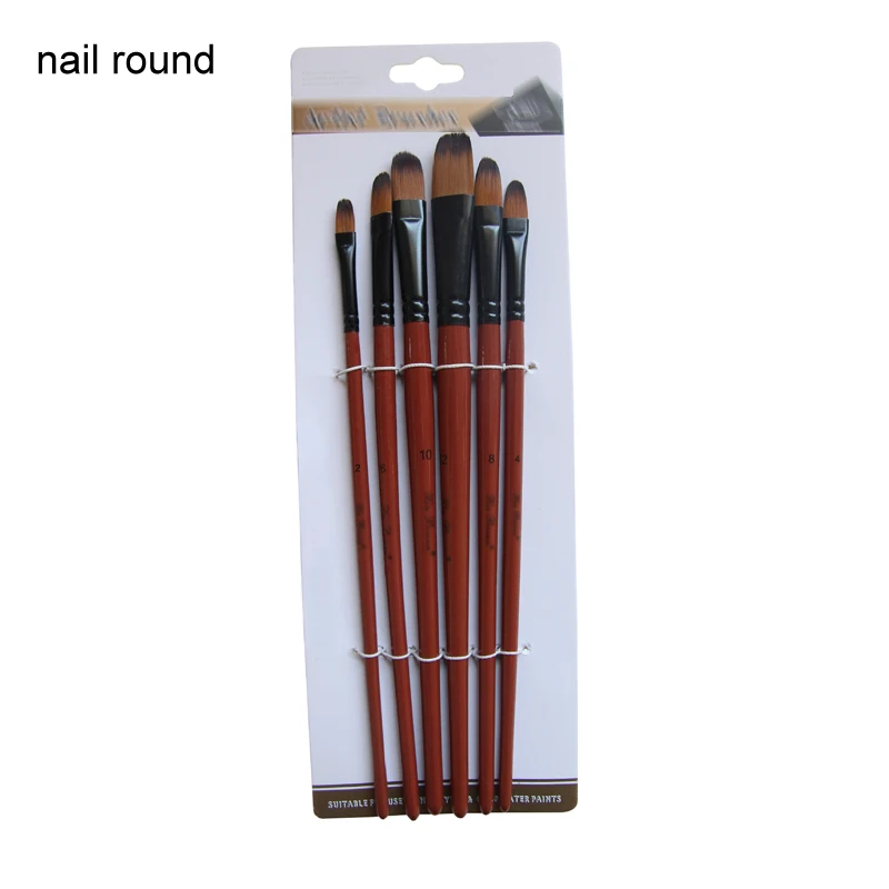 nail round Краска для рукоделия художественная модель краска нейлон волосы художника набор кистей для рисования по номерам кисти для рисования товары для рукоделия 6 шт - Цвет: nail round