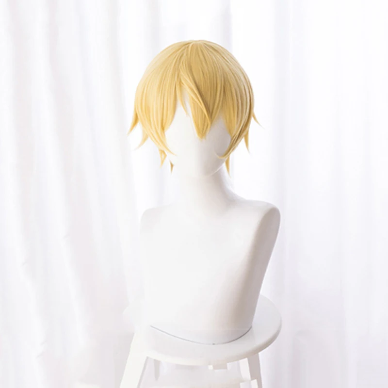 Синтетический парик из японского аниме меч онлайн короткий желтый для косплея