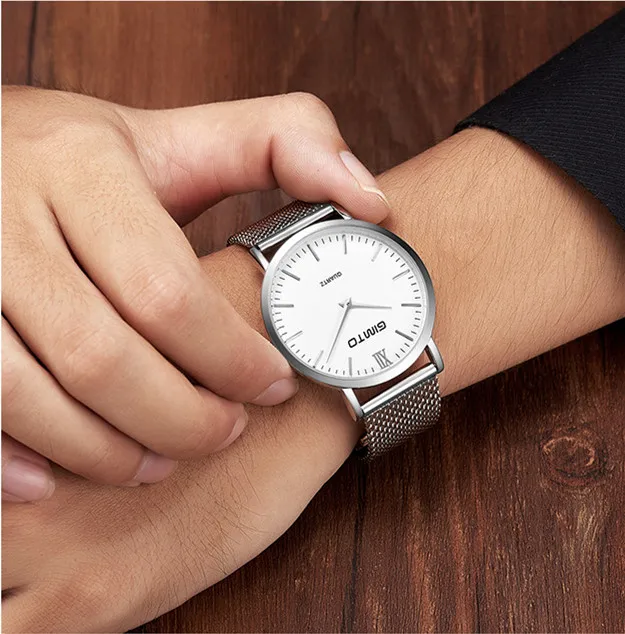 Натуральная gimto отдыха мужчин спортивные часы стали сети полосой бизнес Мода