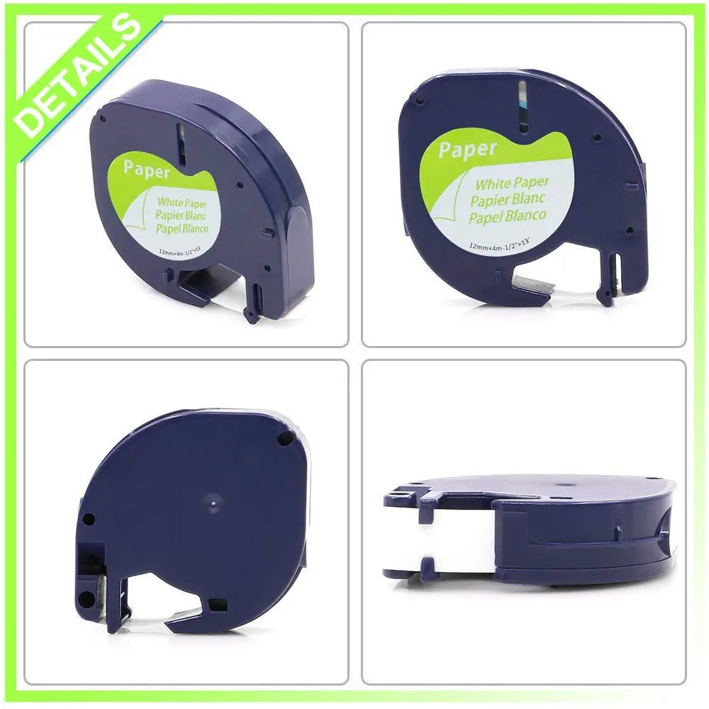 2 шт./лот лента Dymo letratag 91200/91330/91220/59421 черный на белом (бумаге) 4 м * 12 мм работает