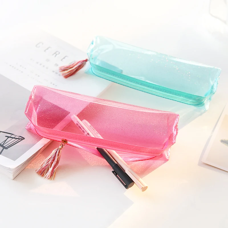 Милый Прозрачный блестящий пенал канцелярские сумки креативная модная сумка для