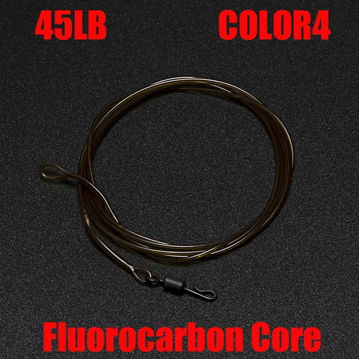 45LB COLOR4 1 шт. леска для ловли карпа, плетеная/фторуглеродная/нейлоновая леска с зажимом для ловли карпа, быстросменная вертлюжная длина 1 м, 10 цветов - Цвет: 45LB COLOR4