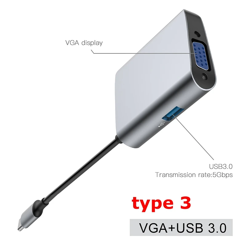 BASEUS typc-C usb Multiduty Адаптер HUB Тип C на USB разъем SD карты памяти HDMI VGA RJ45 Ethernet порты и