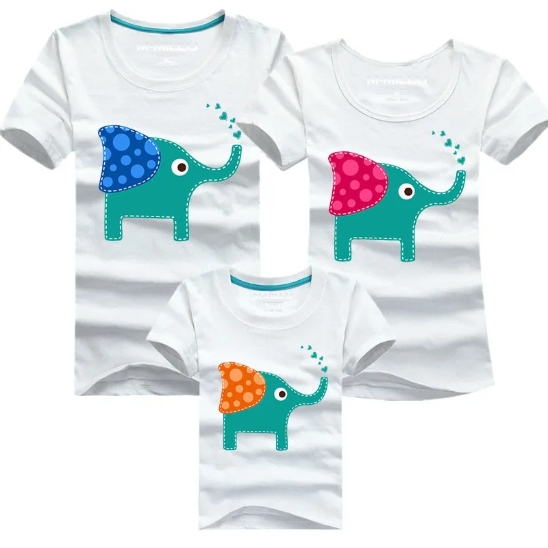 1 предмет новые футболки с рисунком слона для всей семьи 8 видов цветов летняя