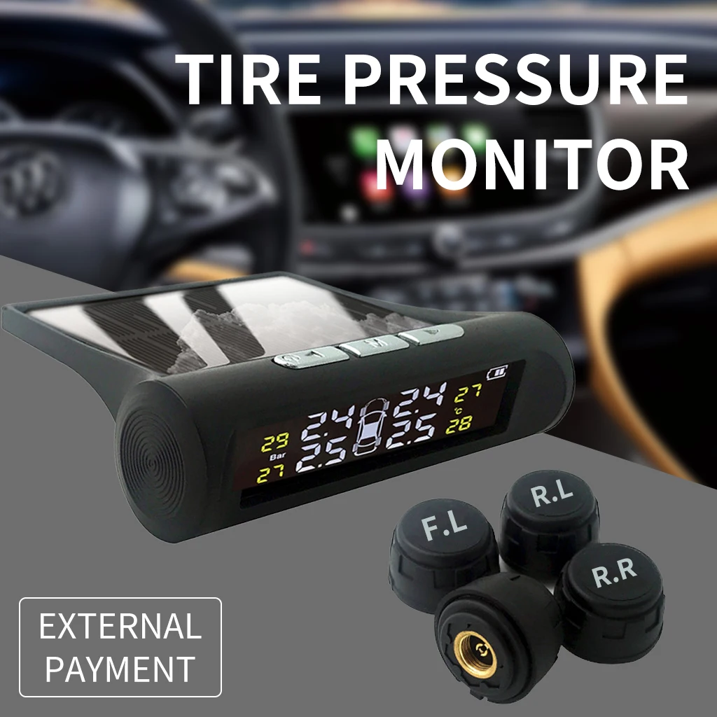 Умный автомобиль TPMS Солнечная энергия автомобильная система контроля давления в шинах 4 внешний/внутренний датчик в реальном времени цифровой дисплей сигнализация в шинах