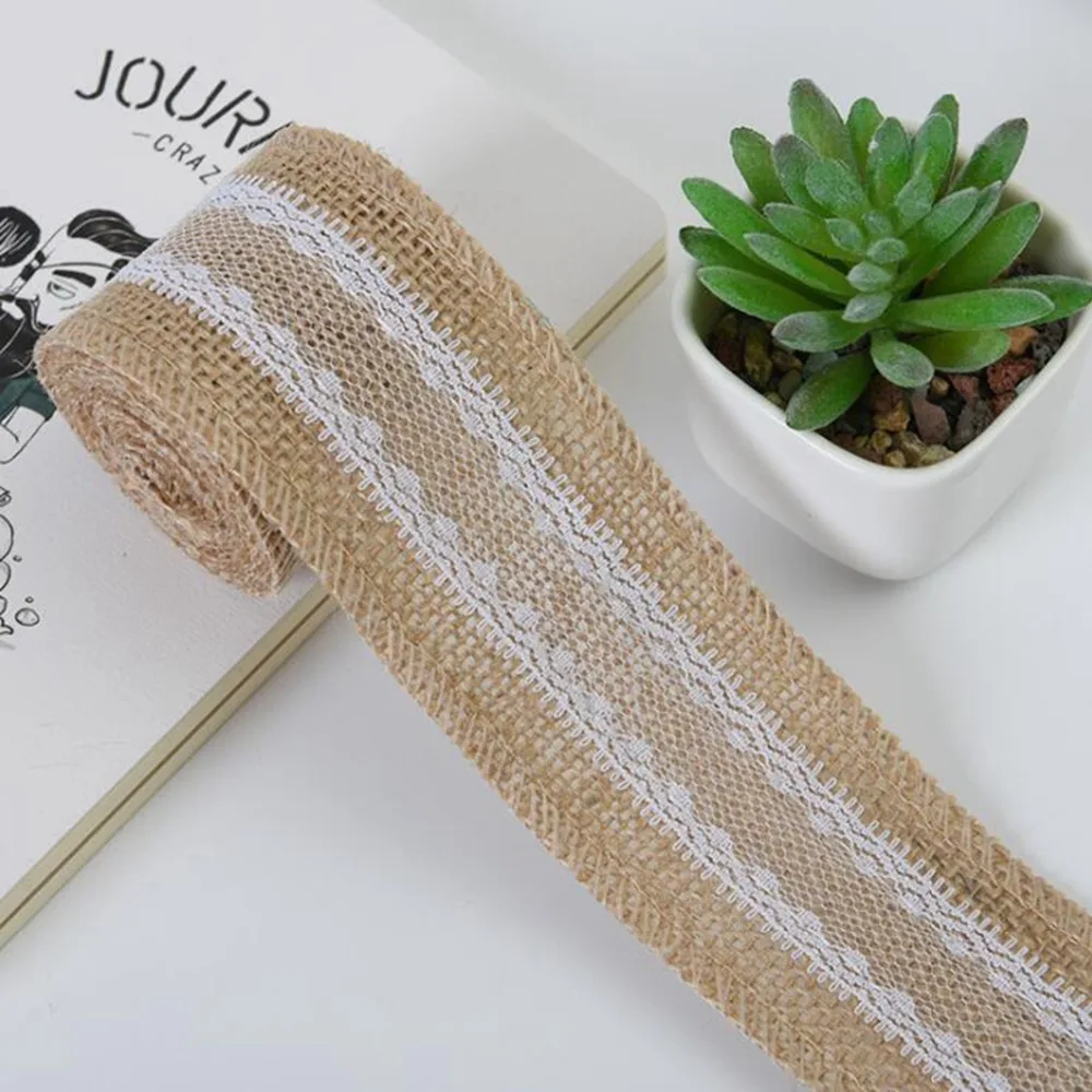 2 м DIY кружевной льняной рулон джутовые гессианские украшения деревенские