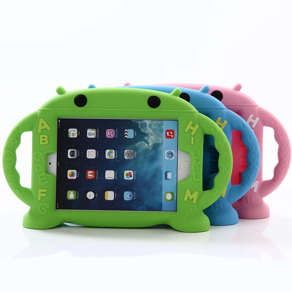 

Kids Safe Cartoon Handles Soft Silicone Shockproof Tablet Cover For Apple iPad mini 1 2 3 4 mini2 mini3 mini4 Protection Case