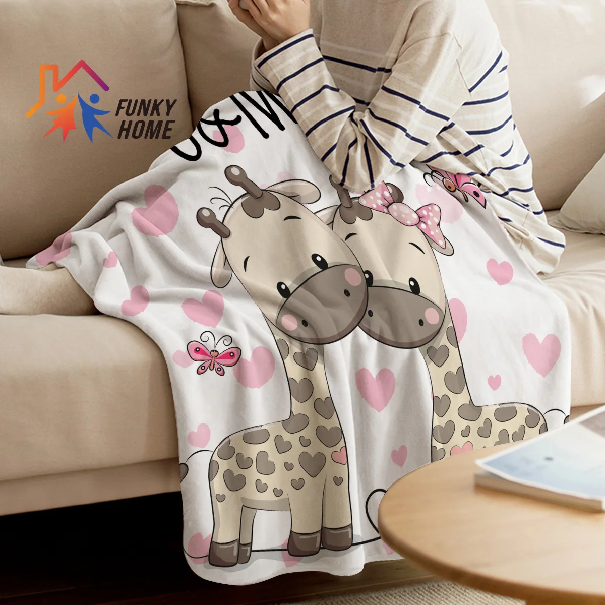 Funkyhome индивидуальные пледы одеяло мультфильм Жирафы U печатных Флисовое для