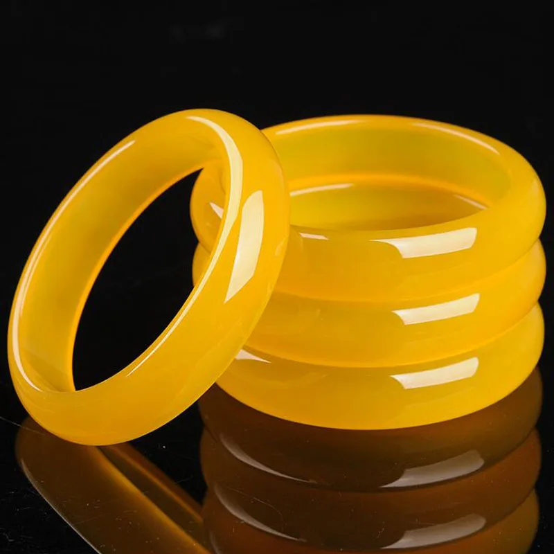 

Fine jewelry Natural Yellow Round agate Women Jade Bangle Fashion Woman's Jewelry 58-62mm