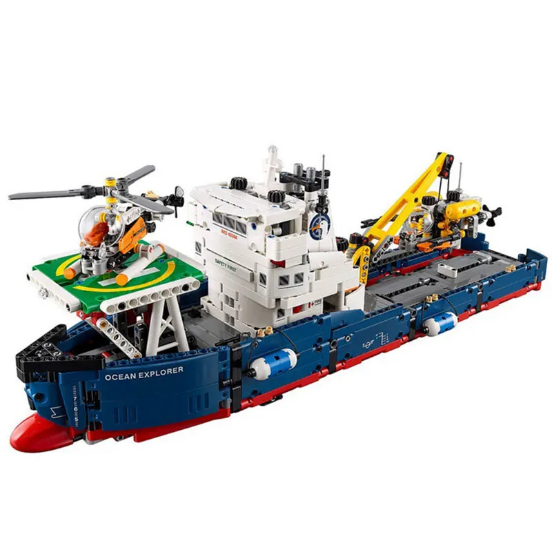 Подлинный технический набор, совместимый Technic, город спасателей, поисковый корабль, набор строительных блоков, кирпичи, детские игрушки