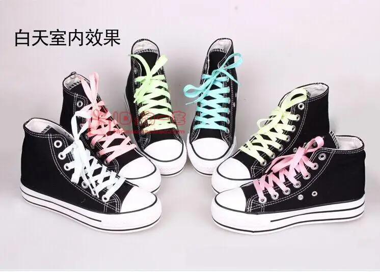 5 pairs luminous shoelace glow in the dark colors Athletic flat shoe laces 120cm Night Running Party Club Highlight | Обувь