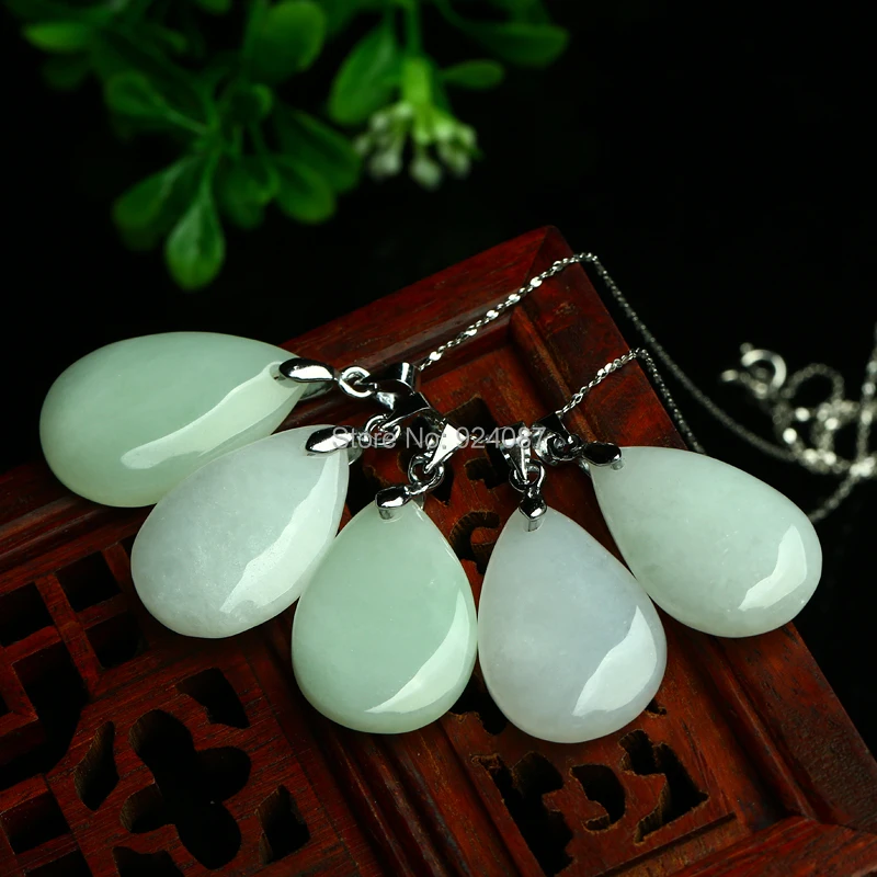 Ожерелье из натурального нефрита кулон Бирмы и женское модное ожерелье серебра