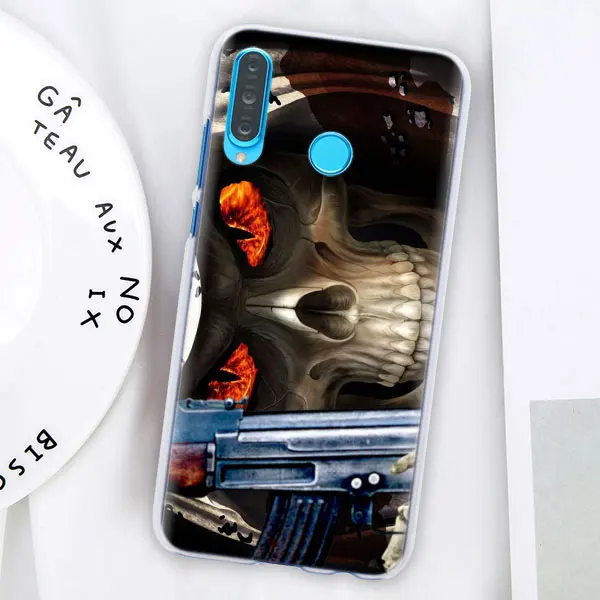 Мрачный смерть с косой Скелет Роскошный чехол для телефона для huawei P30 P30 Pro P9 P10 P20 Lite P Smart плюс вид 20 Жесткий задний Чехол бант - Цвет: 11