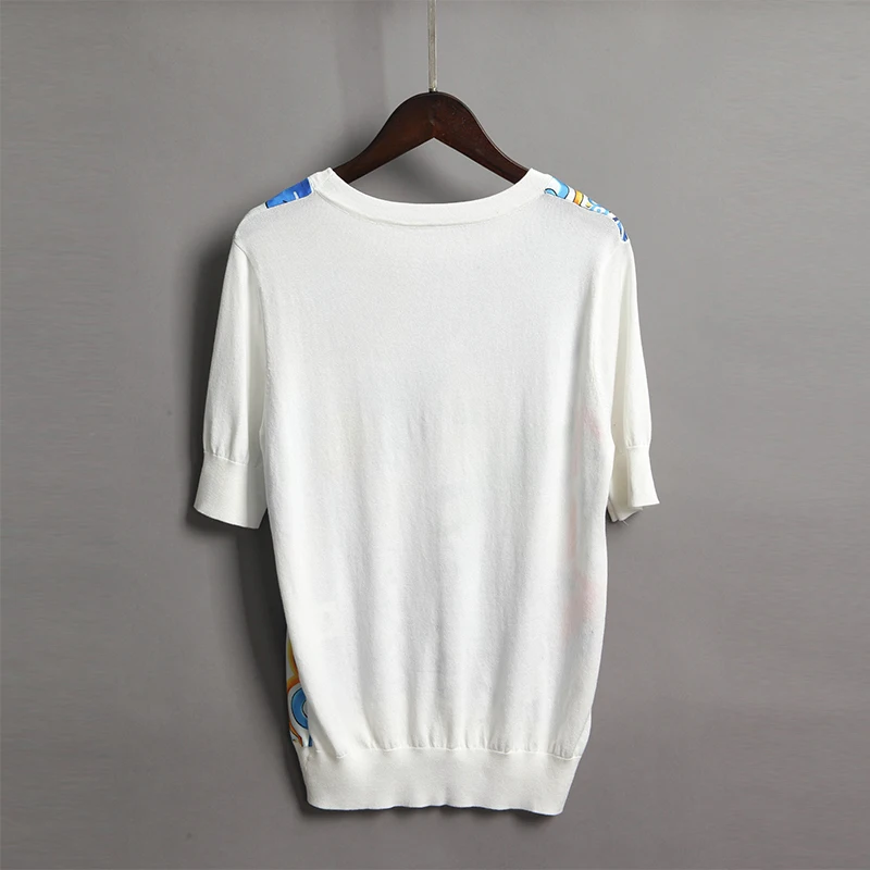 Весенний винтажный свитер с принтом высокое качество новый тонкий коротким