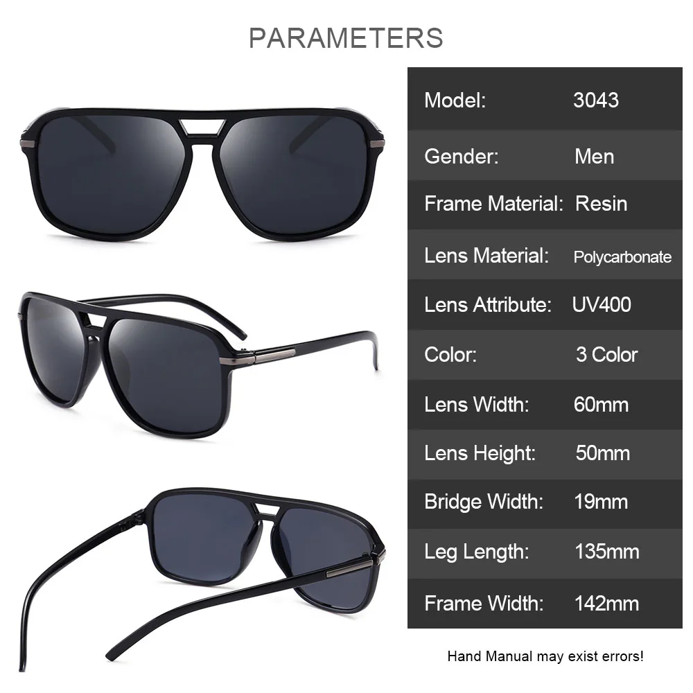 Мужские солнцезащитные очки с большой оправой поляризационные Крупногабаритные